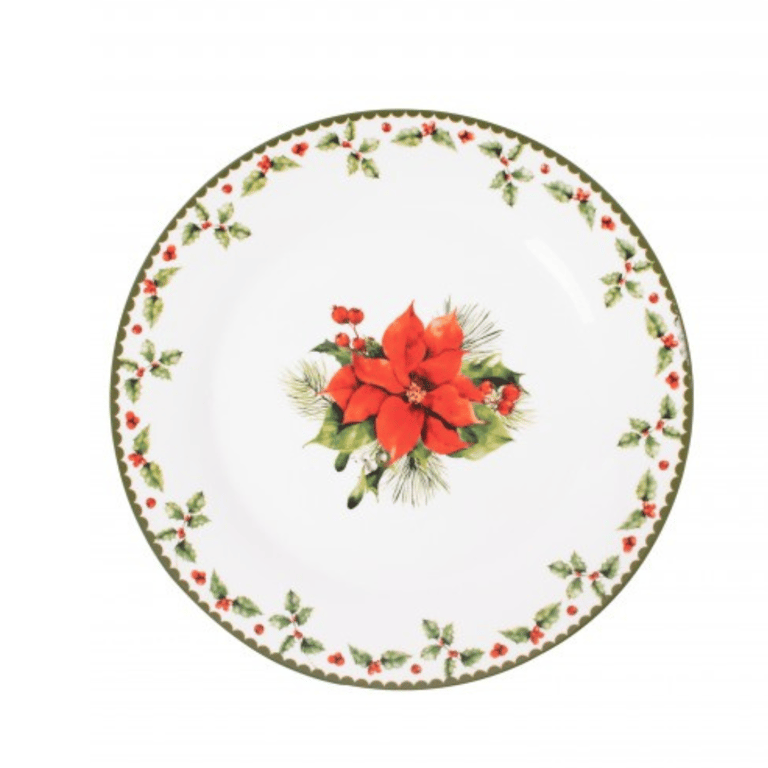 Christmas Holly China Side Plate Set - Festive Holiday Tableware for Christmas Dinner