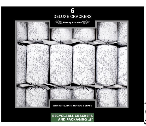 Winter Glitter Crackers - 6 Deluxe Pieces (13.5 Inch) for Holiday Decorations and Party Supplies