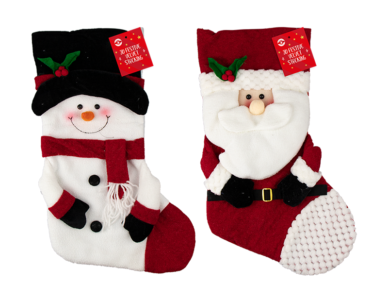Large 3D Festive Stocking - Christmas Holiday Decoration Home Decor