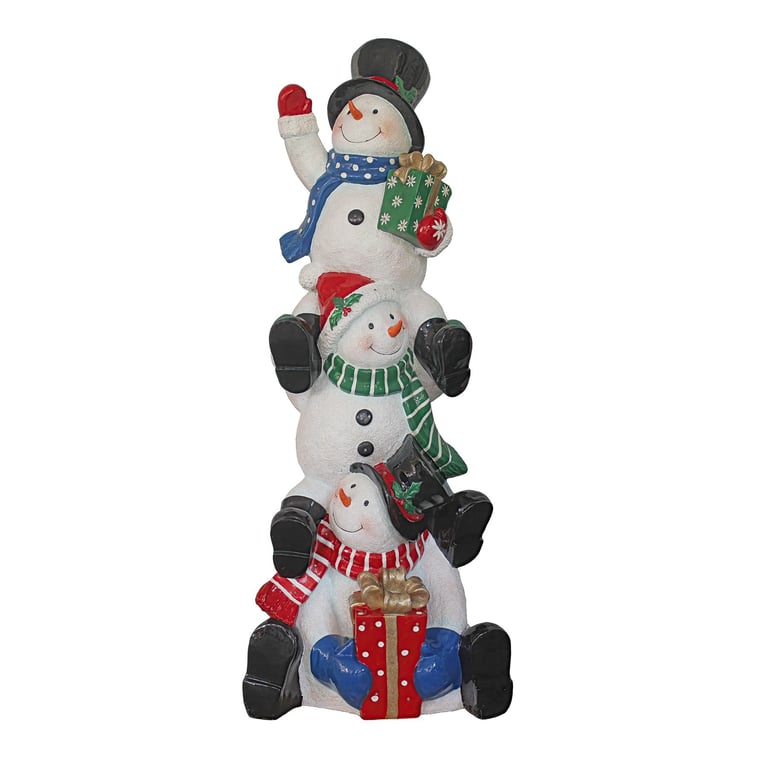 Stacked Snowmen LED Light Display - Festive Outdoor Christmas Decoration