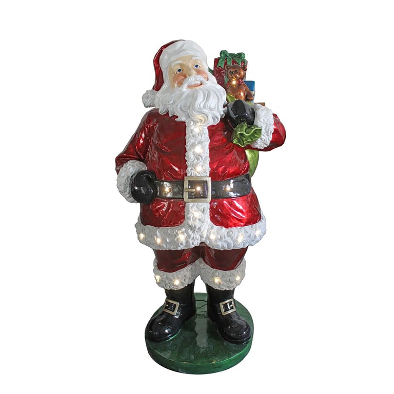 LED Santa Statue 160cm Tall - Christmas Holiday Decoration with Gift Bag Lighting