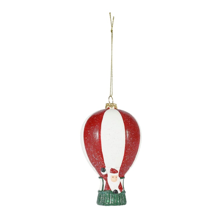 Santa Hot Air Balloon Hanging Decoration - 12cm Christmas Home Decor