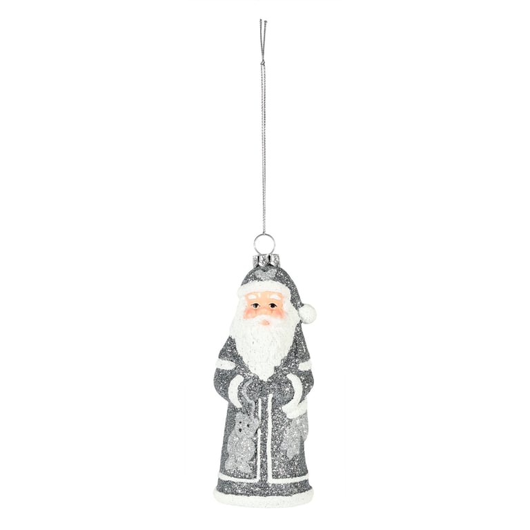 Silver Santa Hanging Decoration - Festive Christmas Home Ornament (12.5cm)
