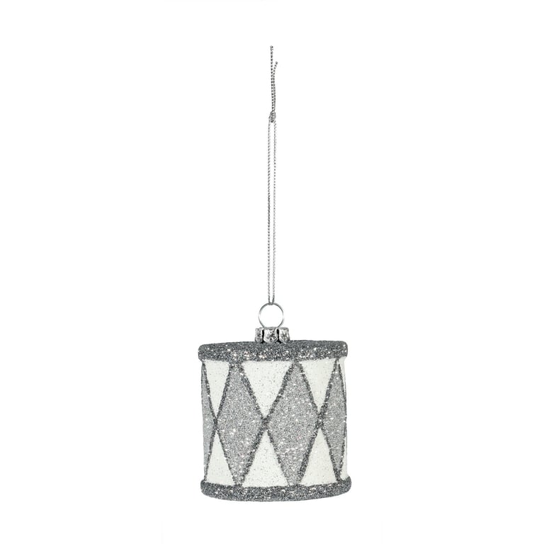 Silver Drum Hanging Decoration - Elegant Metal Wall Decor for Home and Kitchen