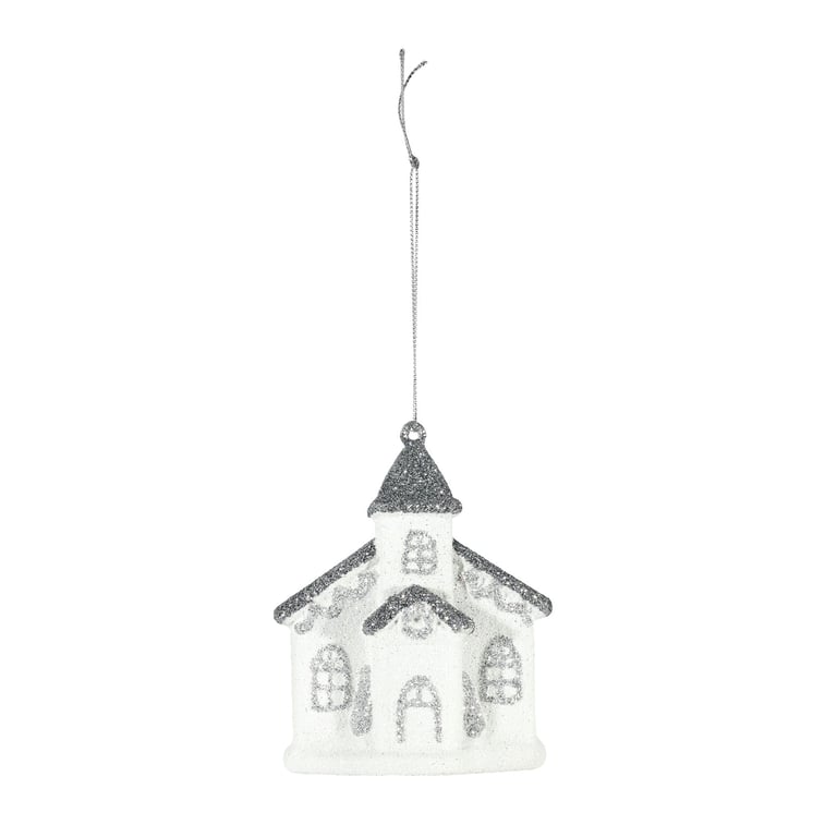 White Church Hanging Decoration - 10cm Wall Decor for Home and Religious Spaces