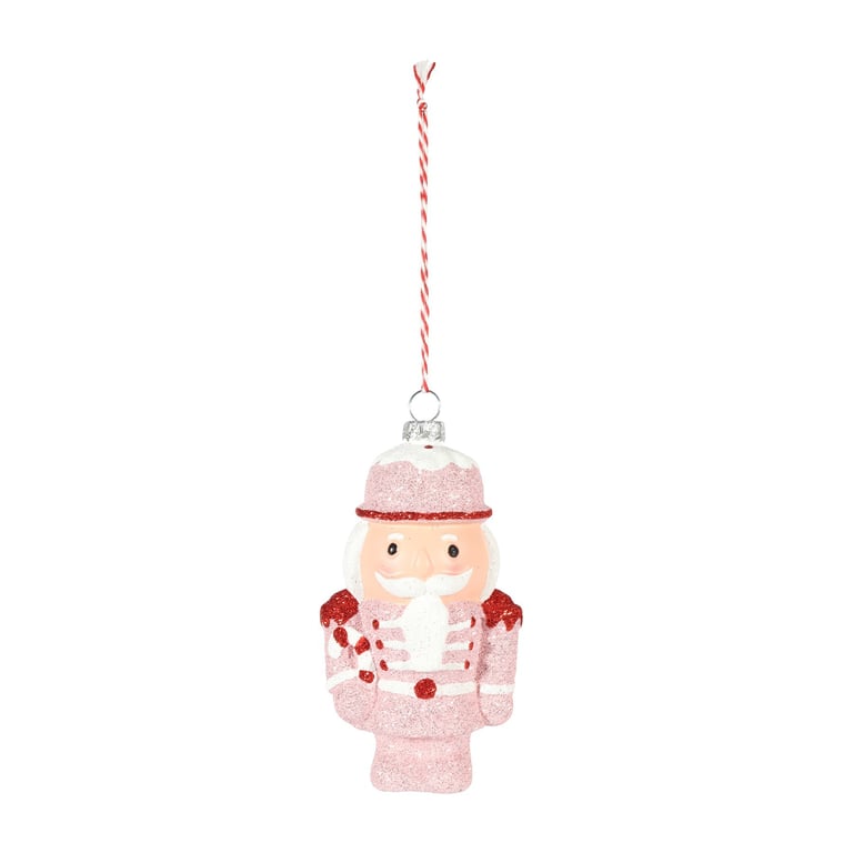 Pink Soldier Christmas Decoration - 12cm Candy Cane Hanging Ornament for Home Decor