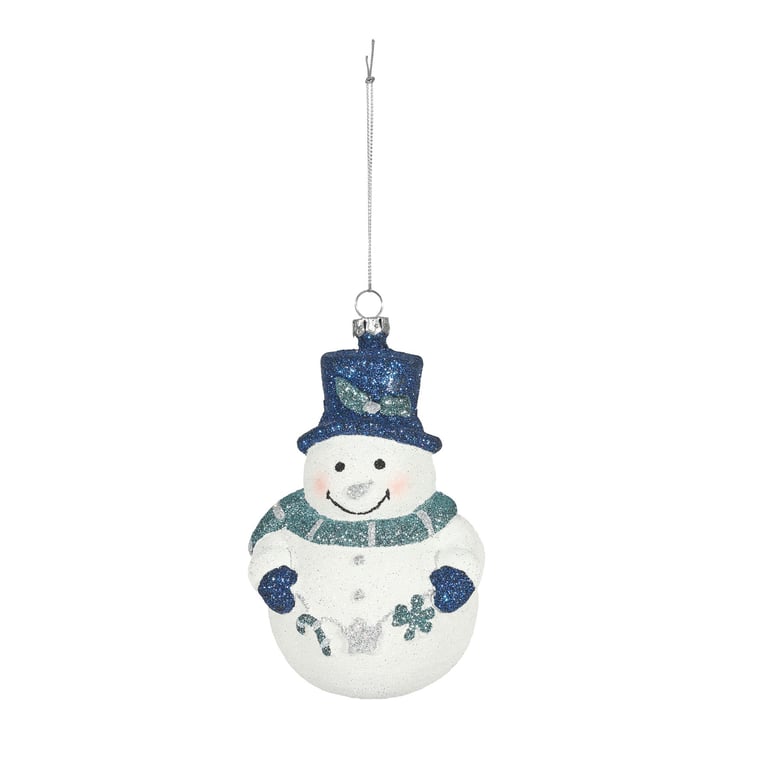 14cm Blue Snowman Hanging Christmas Decoration - Winter Festive Home Accents Ornament