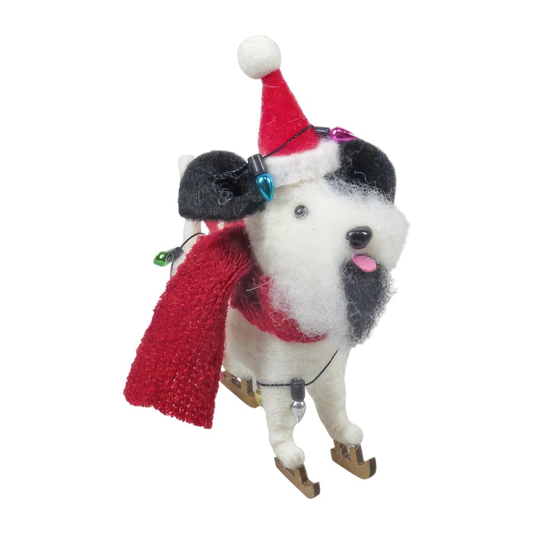 Felt Dog with Skates Hanging Decoration - Unique Christmas Home Decor Ornament