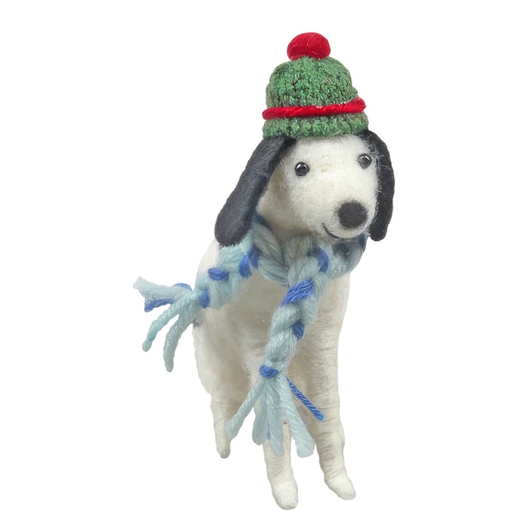 Felt Hanging Decoration - Felt Dog with Scarf and Hat (13cm) Pet Home Decor