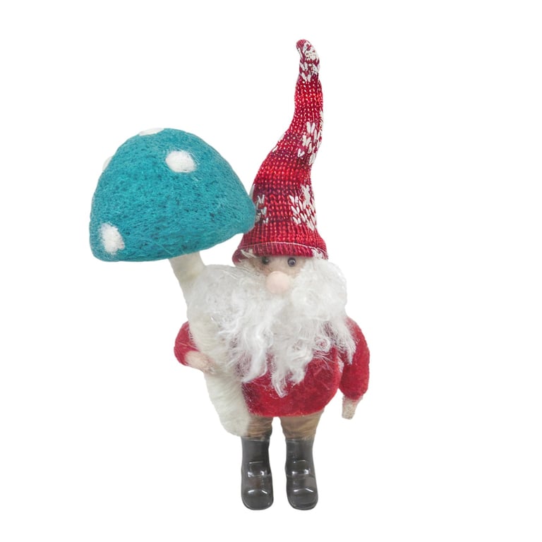 Felt Elf with Red Hat Hanging Decoration - Holiday Home Decor Ornament