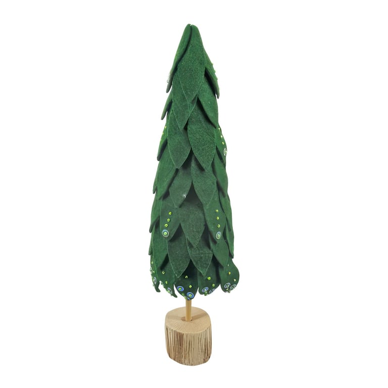 Felt Christmas Tree with Wooden Base - 42.5cm Holiday Home Decor