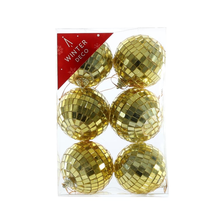 Gold Disco Ball Baubles - Set of 6 6cm Ornaments for Party Decorations and Home Accents