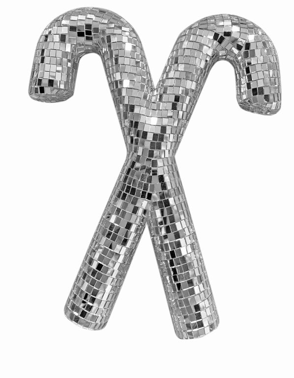 Mirror Crossed Hanging Candy Cane Christmas Decoration