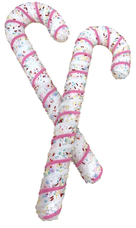 Pink and White Hanging Candy Canes - Christmas Decoration Set