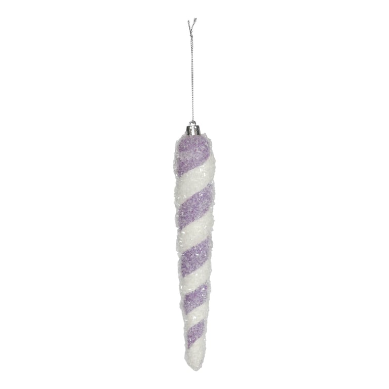 Purple and White Icicle Hanging Decoration, 20cm Long Christmas Holiday Home Decor Item