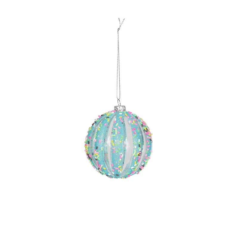 Turquoise Sequin Bauble - 8cm Decorative Home Accessory