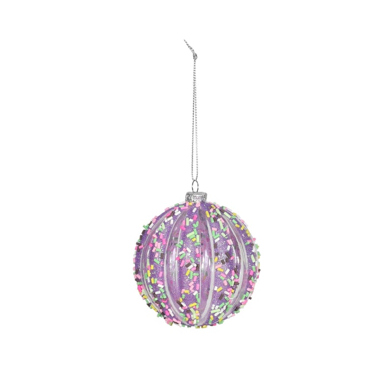 Purple Sequin Bauble - 8cm Festive Home Decor and Holiday Ornament Decoration Accessory