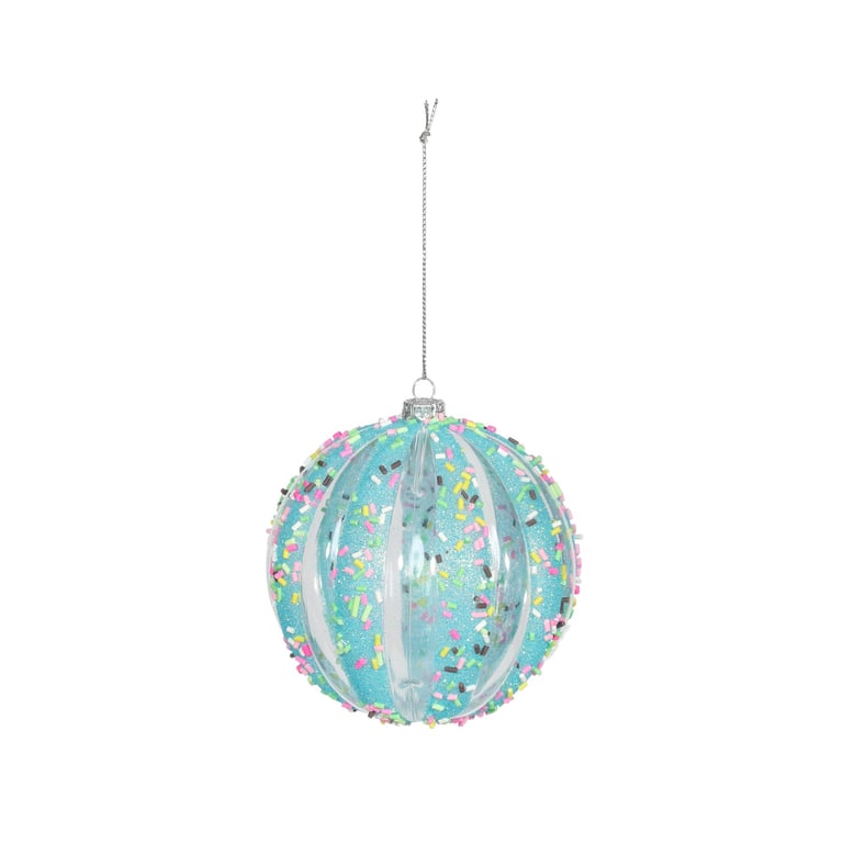 Turquoise Sequin Bauble - 10cm Home Decor Holiday Ornament Decoration