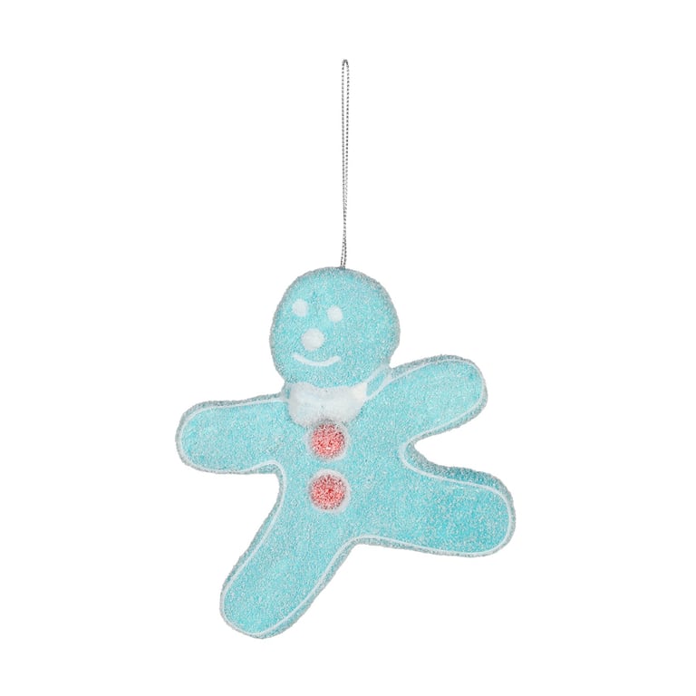 Turquoise Gingerbread Hanging Decoration - 15cm Christmas Home Decor Ornament