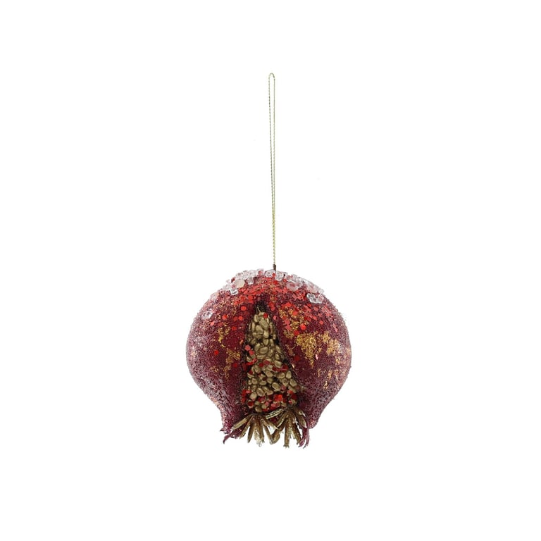 Beaded Pomegranate Hanging Decoration - Burgundy Beaded Home Decor Accent