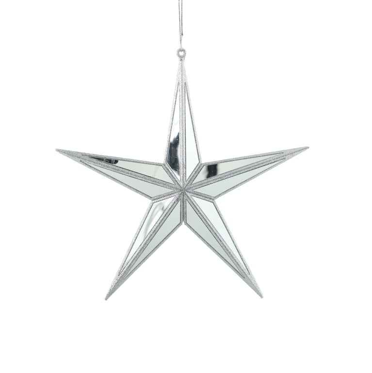 Silver Mirror Star Hanging Decoration - 27cm Wall Decor