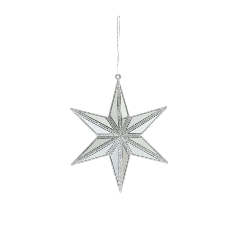 Silver Mirror Star Hanging Decoration for Home Garden Wall Decor