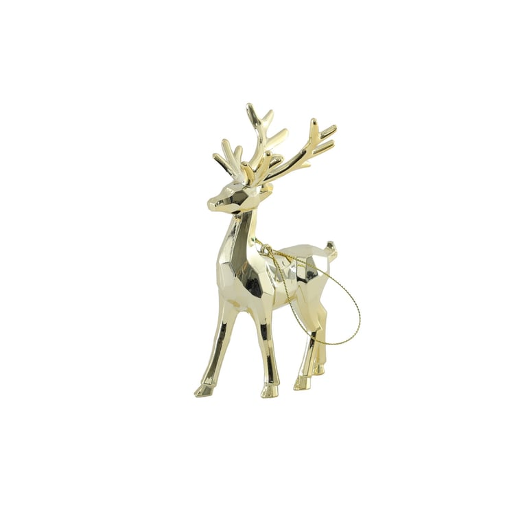 Shiny Gold Reindeer Hanging Decoration - Christmas Home Decor Ornament
