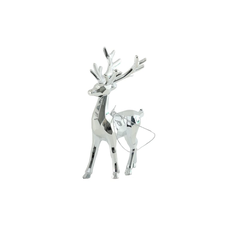 Shiny Silver Reindeer Hanging Decoration - Festive Holiday Accent for Home Christmas Decorations