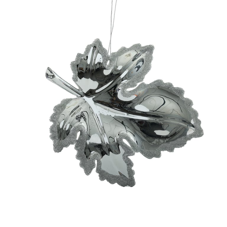 Silver Metallic Leaf Hanging Decoration - Elegant Home Decor Accessory