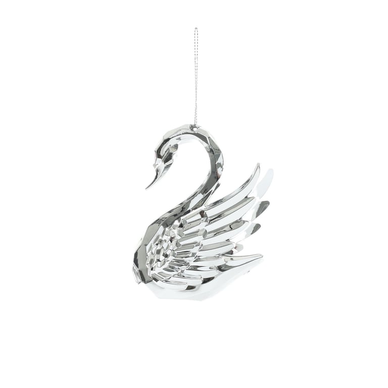 Shiny Silver Swan Hanging Decoration - Elegant Home Decor Wall Art
