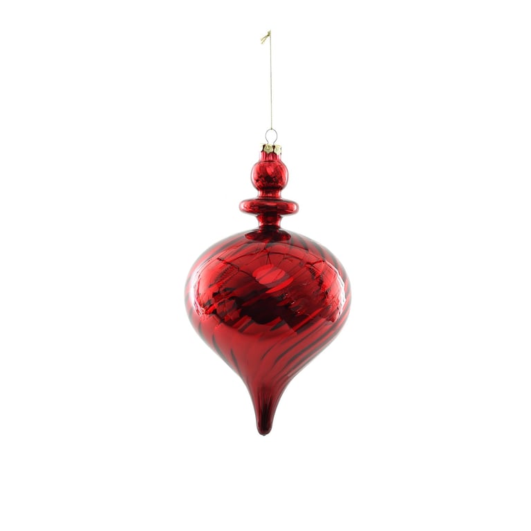 25cm Red Swirl Pattern Glass Hanging Decoration for Home & Garden Indoor Decor
