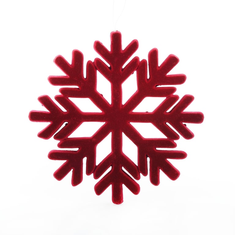 Burgundy Flocked Snowflake Hanging Decoration - Elegant Home Holiday Decoration