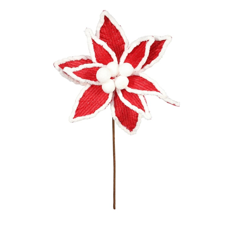 Large Red and White Poinsettia Christmas Decoration Plant - Holiday Home Decor