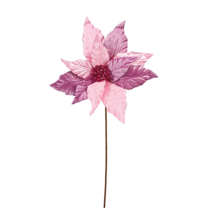 Pink Single Poinsettia Stem - 45cm Long Lasting Holiday Decoration for Home Decor
