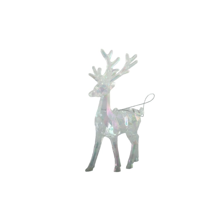 Iridescent Reindeer Hanging Decoration - Festive Home Accent, 14cm Icy Ornament for Christmas Decor