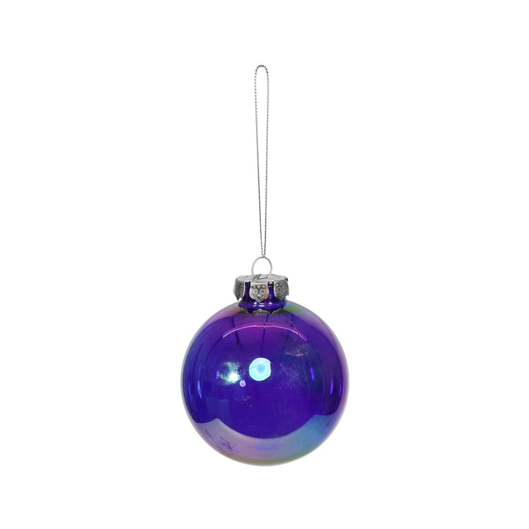 Iridescent Purple Baubles - 4pc Set of Festive Home Decorations (8cm)