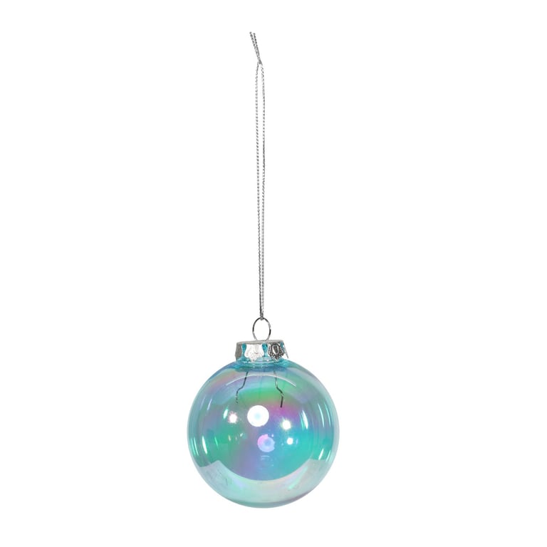 Iridescent Blue Baubles - 8pc Set, 6cm Home Decor Christmas Ornaments