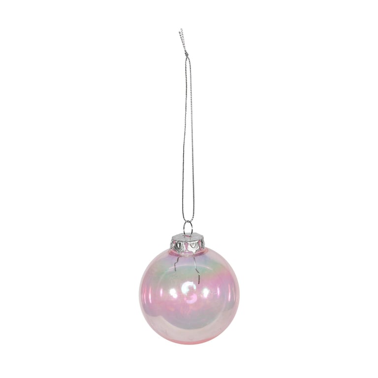 Iridescent Pink Baubles - Set of 8 Decorative Ornaments for Festive Home Decor