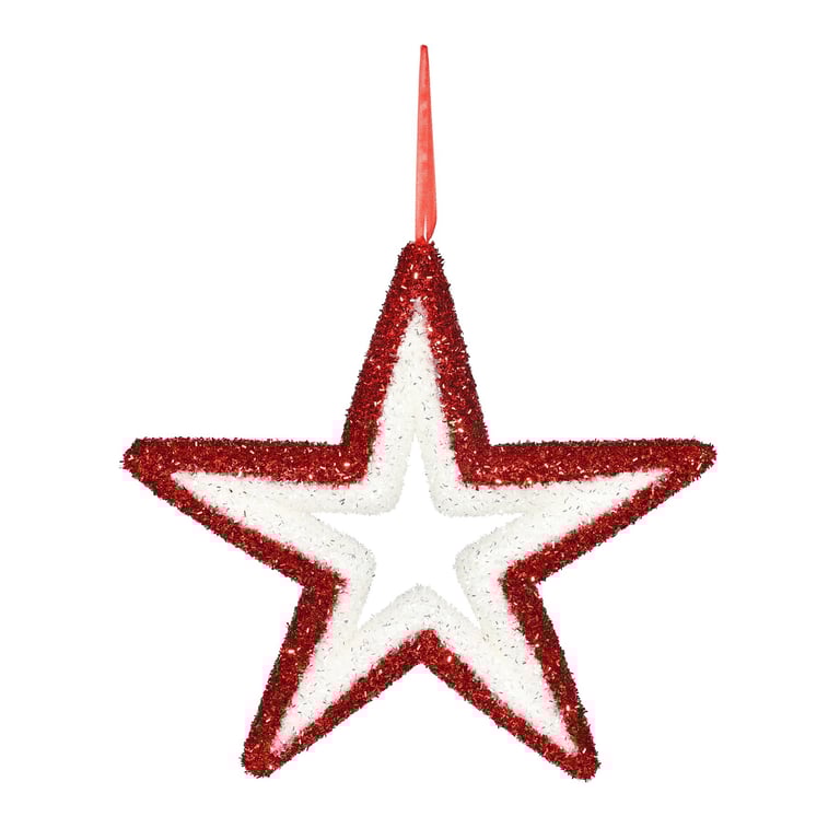 Glitter Star Hanging Decoration - Pink and White Home Decor Accent