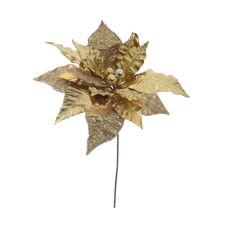Giant Gold Poinsettia Head - Festive Holiday Decoration (50cm)