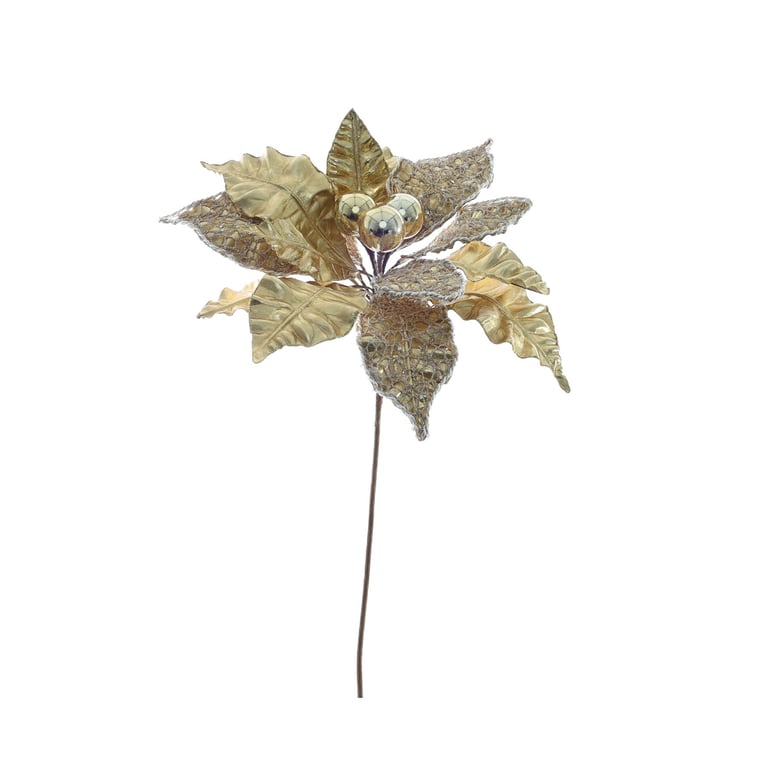 Gold Poinsettia Plant (33cm) - Festive Holiday Decor for Indoor Spaces