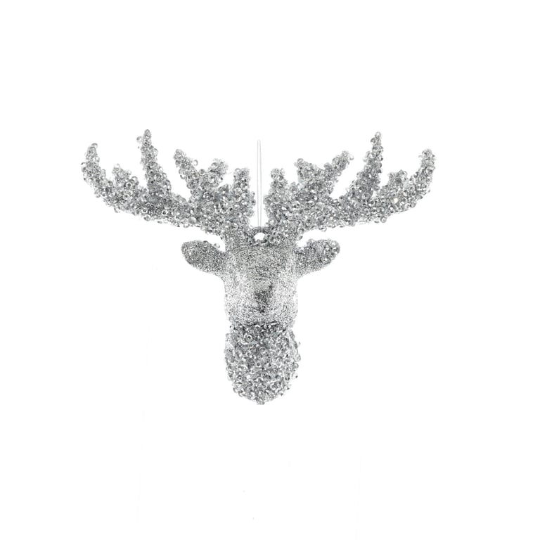 Silver Glitter Reindeer Head Hanging Decoration for Home Festive Holiday Decorations