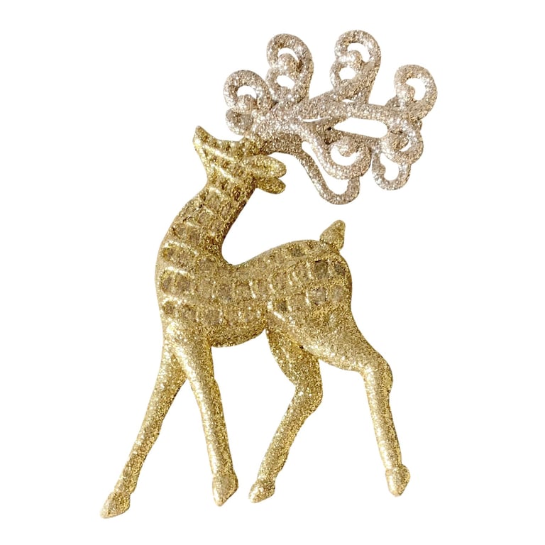 Gold Glitter Reindeer - 13cm Festive Home Decoration Ornament