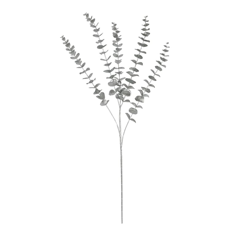 Silver Metallic Eucalyptus Branch - Elegant Home Decor and Garden Decoration Stem