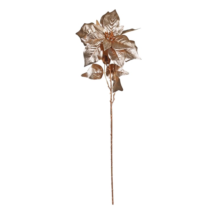 Metallic Gold Poinsettia Decoration Stem - Festive Holiday Home Decor