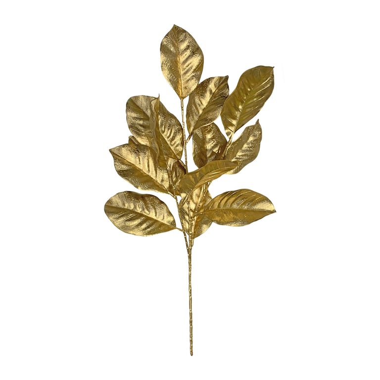 Gold Metallic Magnolia Leaf Spray - 66cm Large Decorative Wall Art Decoration for Home & Garden