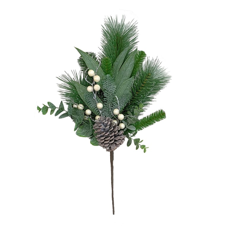 Mixed Pine Spray with White Berries - Home Decor Christmas Decoration Alternative to Scentsy Fragrance