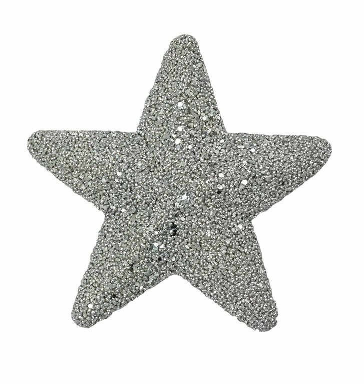 Silver Glitter Star Hanging Decoration (19cm) - Christmas Home Decor with Sparkling Silver Accents