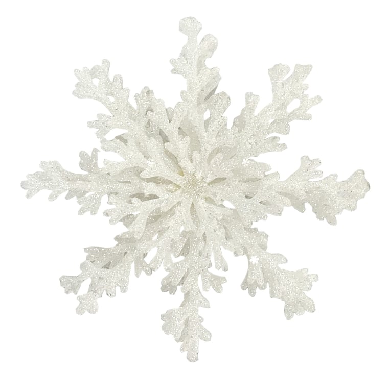 3D White Glitter Hanging Snowflake Decor - 20cm Sparkly Winter Ornament