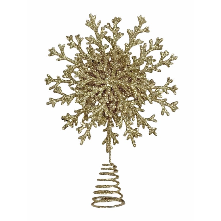 Champagne Snowflake Tree Topper - 33cm Holiday Decorations for Christmas Trees